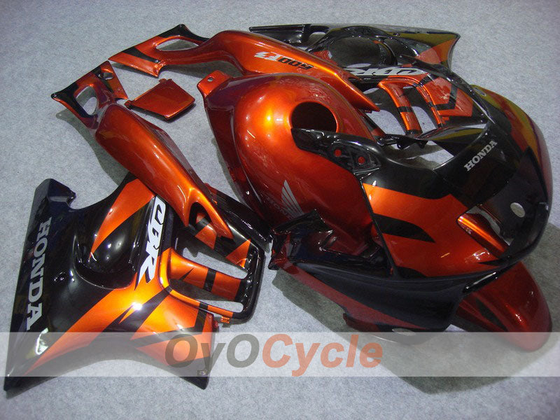 Verkleidungssatz für Einspritzermodelle, CBR600F3 97-98 - Orange, Schwarz - Werksstil #OYO87900086