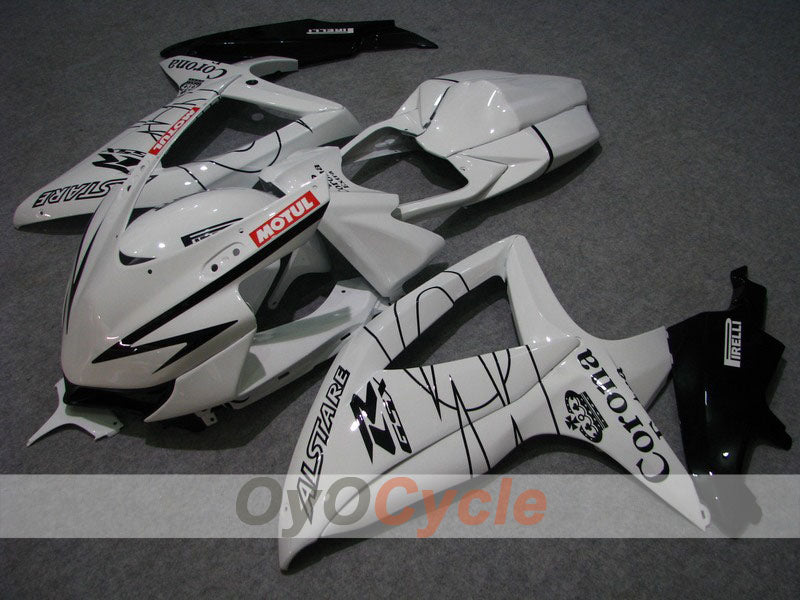 Einspritz-Verkleidungssatz für 08-10 GSX R750 - Weiß, Schwarz - Corona #OYO87901390
