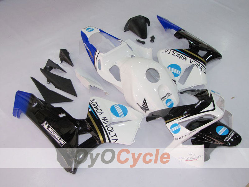 Einspritzverkleidungssatz für 03-04 CBR600RR - Weiß, Schwarz - Konica Minolta #OYO87902526