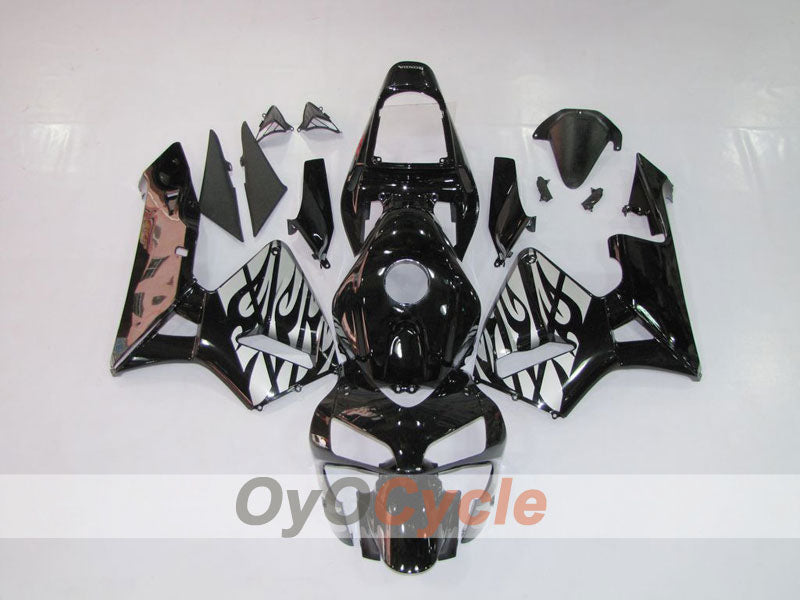 Verkleidungssatz aus Spritzguss für CBR600RR 03-04 - Schwarz, Silber - Flamme #OYO87902510 Hauptbild