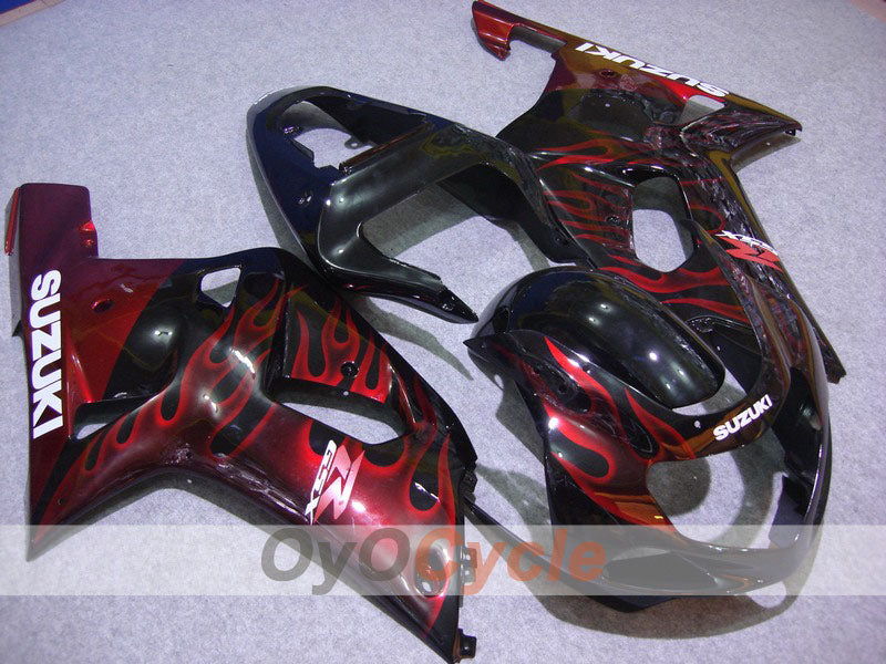 Verkleidungssatz für Einspritzmodelle 01-03 GSX R600 - Rot, Schwarz - Flamme #OYO87901047 Hauptbild