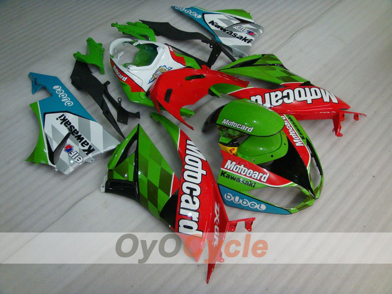 Spritzguss-Verkleidungssatz für 09-12 NINJA ZX-6R - Rot, Grün - Motocard #OYO87901989