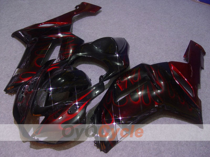 Spritzguss-Verkleidungssatz für 07-08 NINJA ZX-6R - Rot, Schwarz - Flame #OYO87901938