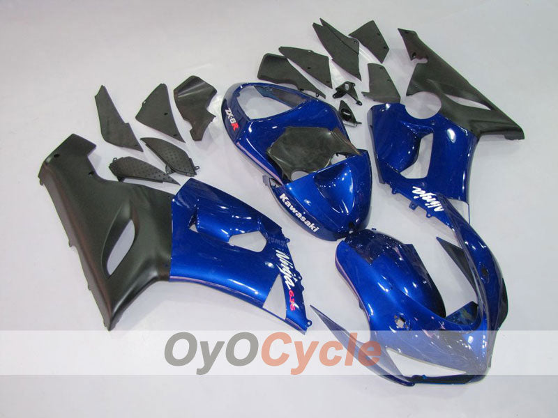 Spritzverkleidungssatz für 05-06 NINJA ZX-6R - Blau, Schwarz - Werksstil #OYO87901844