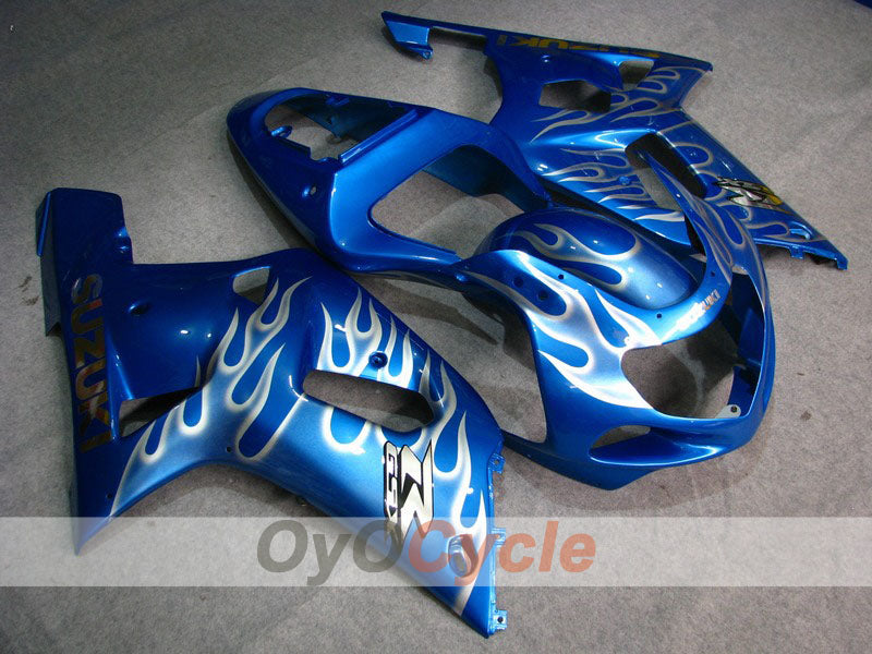 Einspritzverkleidungssatz für 00-02 GSX R1000 - Blau, Weiß - Flame #OYO87901736 Hauptbild