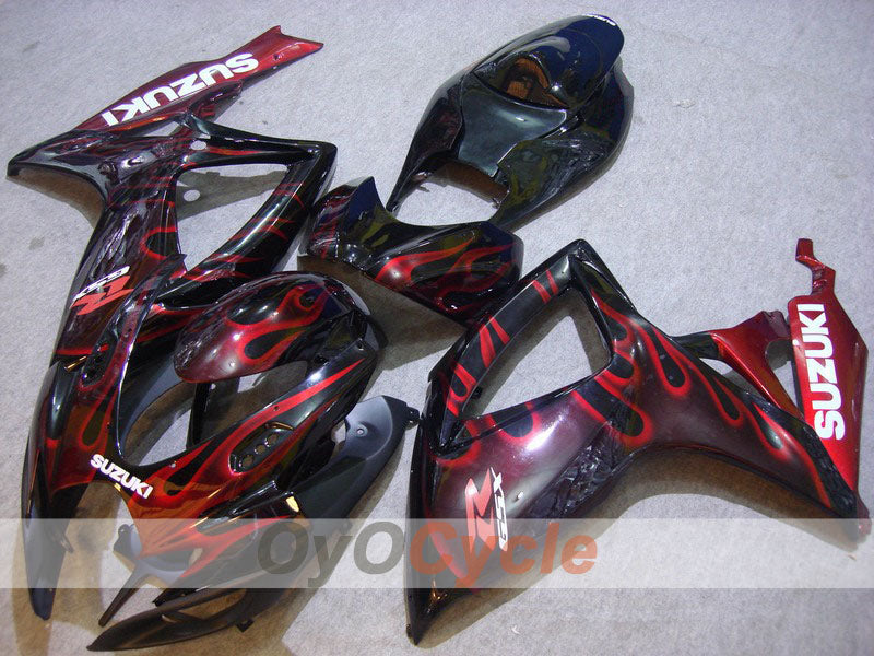 Einspritzverkleidungskit für 06-07 GSX R750 - Rot, Schwarz - Flame #OYO87901294 Hauptbild