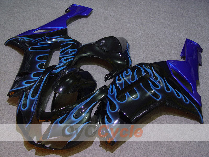 Spritzguss-Verkleidungssatz für 07-08 NINJA ZX-6R - Blau, Schwarz - Flame #OYO87901941