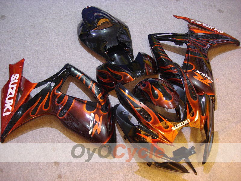Spritzguss-Verkleidungssatz für GSX R600 06-07 - Orange, Schwarz - Flame #OYO87901501