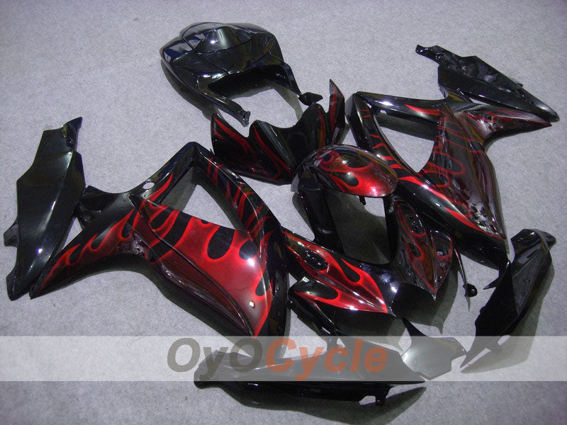 Einspritzverkleidungssatz für 08-10 GSX R600 - Rot, Schwarz - Flamme #OYO87901630 Hauptbild