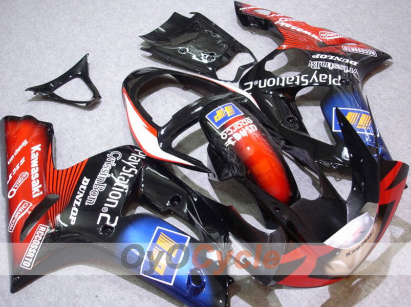 Spritzguss-Verkleidungssatz für 03-04 NINJA ZX-6R - Rot, Schwarz - Play Station #OYO87901820
