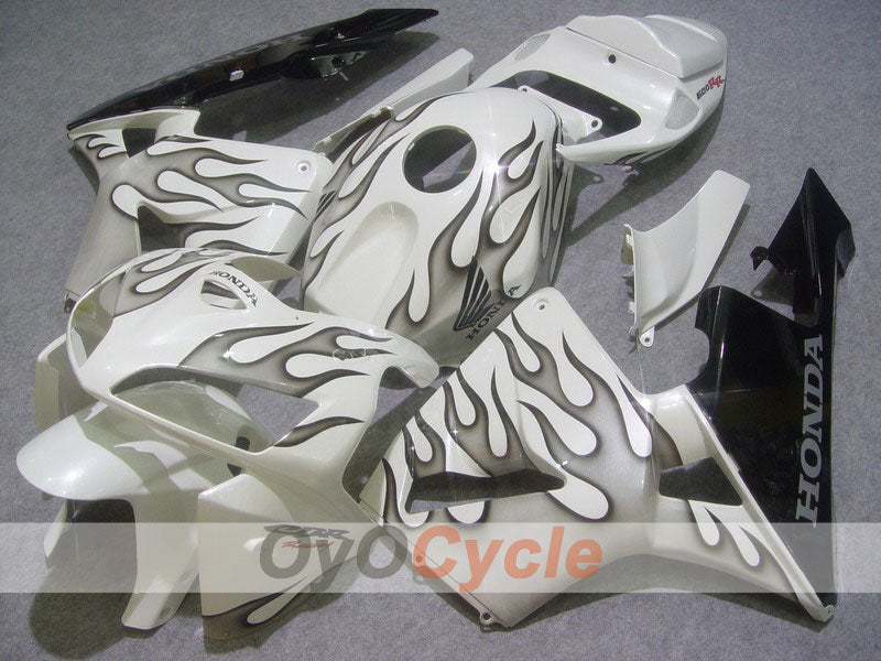 Verkleidungssatz für Einspritzer für CBR600RR 05-06 - Weiß, Schwarz - Flammenmuster #OYO87900245