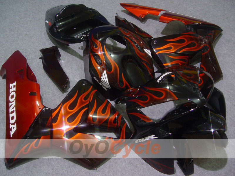 Verkleidungssatz für Einspritzer für CBR600RR 05-06 - Orange, Schwarz - Flammenmuster #OYO87900246 Hauptbild