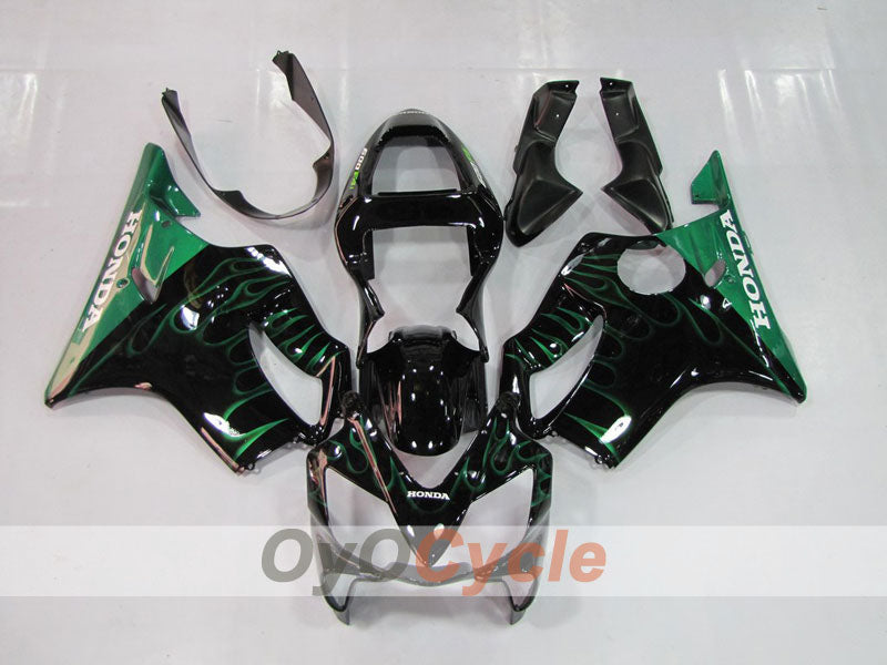 Einspritzverkleidungssatz für 01-03 CBR600F4i - Grün, Schwarz - Flame #OYO87900155