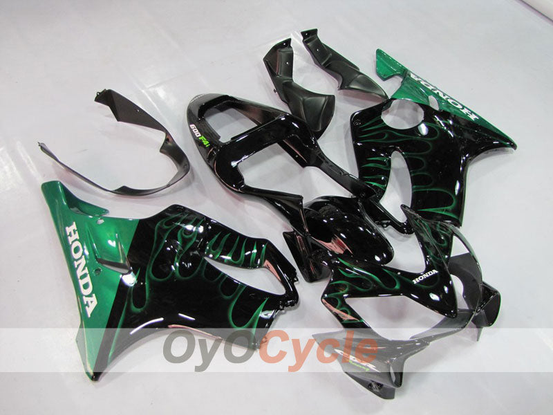 Einspritzverkleidungssatz für 01-03 CBR600F4i - Grün, Schwarz - Flame #OYO87900155