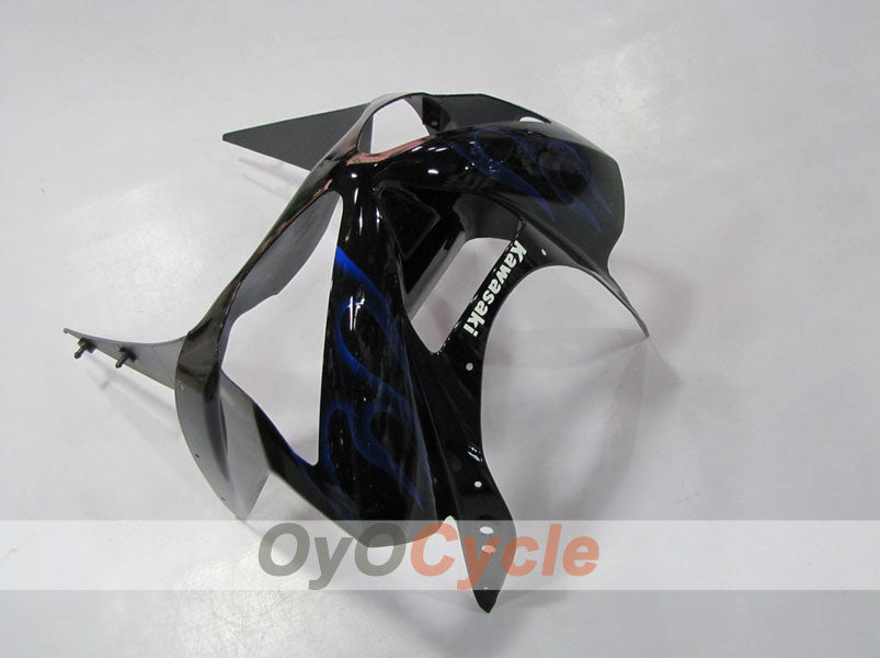 Verkleidungssatz für Einspritzermodelle für 03-04 NINJA ZX-6R - Blau, Schwarz - Flammen #OYO87901793