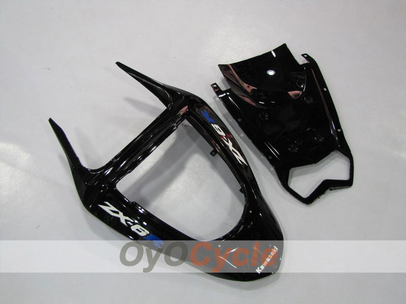 Verkleidungssatz für Einspritzermodelle für 03-04 NINJA ZX-6R - Blau, Schwarz - Flammen #OYO87901793