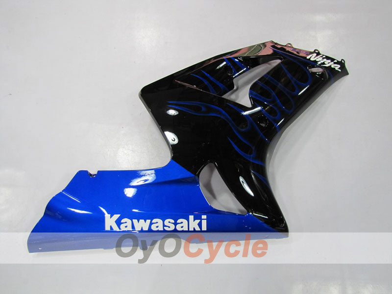 Verkleidungssatz für Einspritzermodelle für 03-04 NINJA ZX-6R - Blau, Schwarz - Flammen #OYO87901793