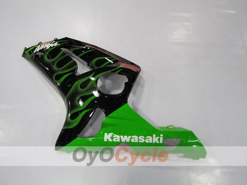 Verkleidungssatz für Einspritzermodelle für 03-04 NINJA ZX-6R - Grün, Schwarz - Flammen #OYO87901795