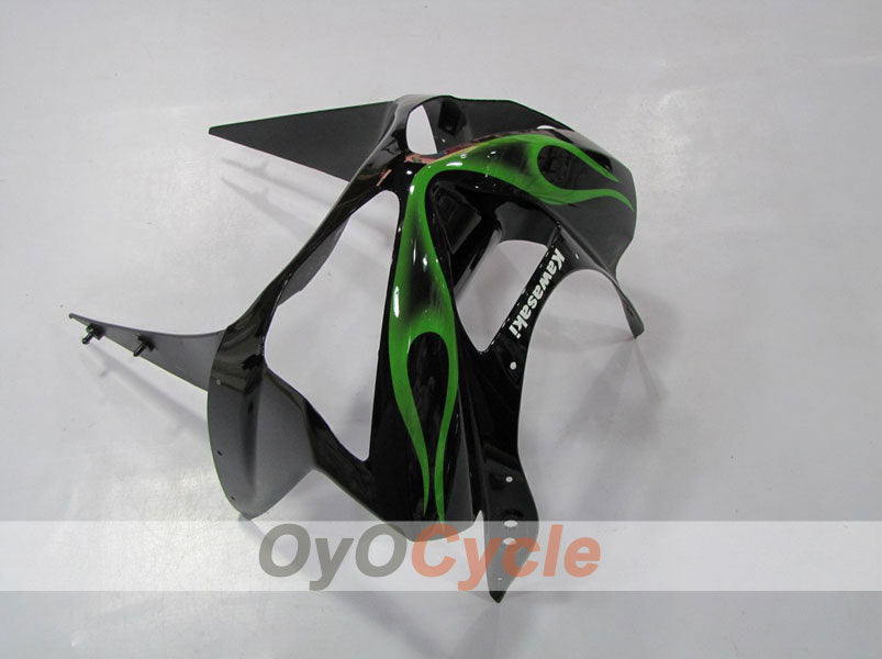 Verkleidungssatz für Einspritzermodelle für 03-04 NINJA ZX-6R - Grün, Schwarz - Flammen #OYO87901795