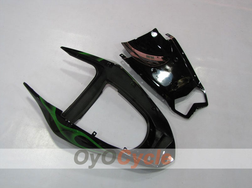 Verkleidungssatz für Einspritzermodelle für 03-04 NINJA ZX-6R - Grün, Schwarz - Flammen #OYO87901795