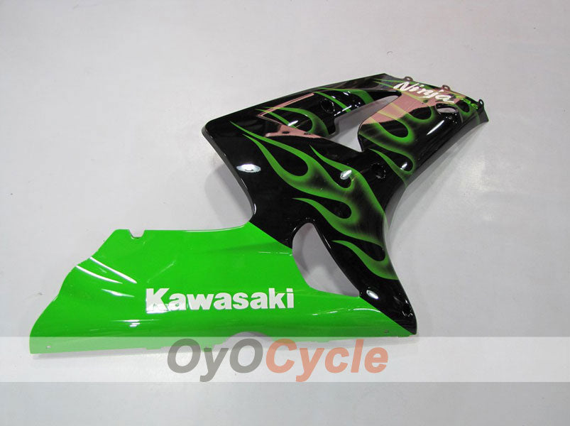 Verkleidungssatz für Einspritzermodelle für 03-04 NINJA ZX-6R - Grün, Schwarz - Flammen #OYO87901795