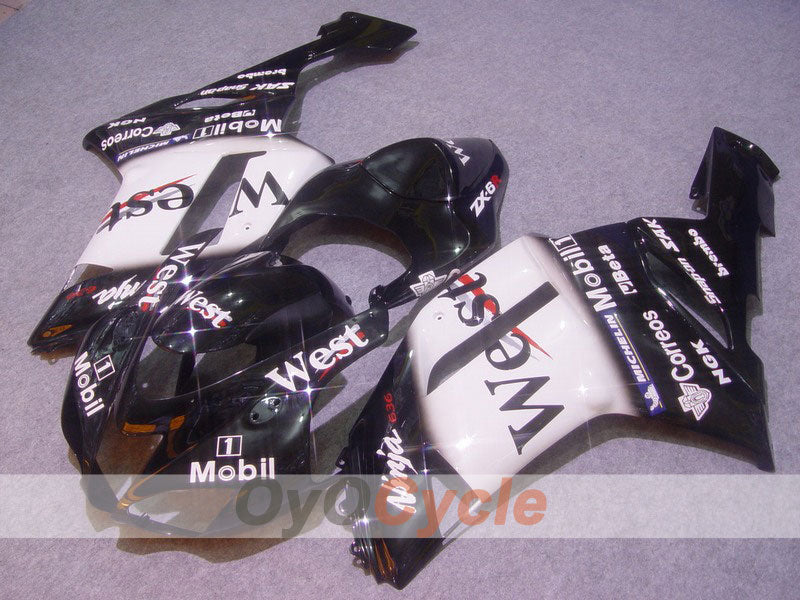 Verkleidungssatz für Spritzgussverkleidung für 07-08 NINJA ZX-6R - Weiß, Schwarz - West #OYO87901974