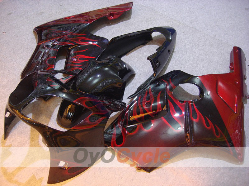 Verkleidungssatz für Einspritzmodelle 00-01 NINJA ZX-12R - Rot, Schwarz - Flamme #OYO87903069
