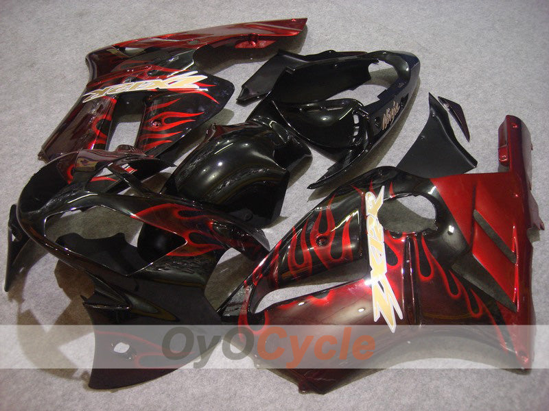 Verkleidungssatz für Einspritzmodelle 02-05 NINJA ZX-12R - Rot, Schwarz - Flammenmuster #OYO87903093 Hauptbild