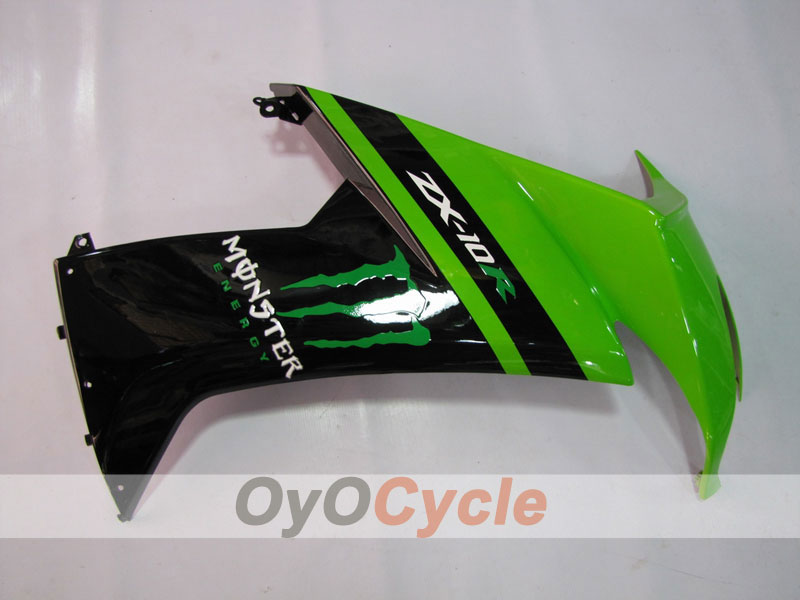 Einspritz-Verkleidungssatz für 08-10 NINJA ZX-10R - Grün, Schwarz - Monster #OYO87901650