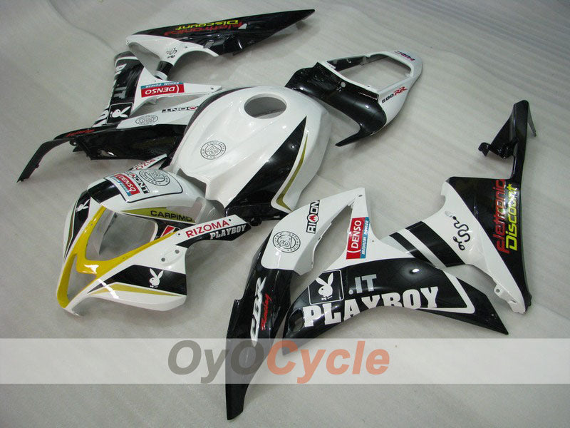 Einspritzverkleidungssatz für 07-08 CBR600RR - Weiß, Schwarz - PlayBoy #OYO87900421 Hauptbild