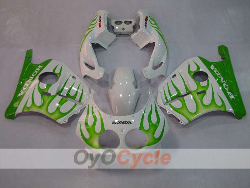 Verkleidungssatz für Einspritzmodelle, 90-94 CBR250RR - Grün, Weiß - Flame #OYO87902947