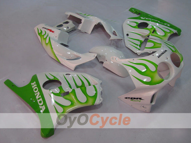 Verkleidungssatz für Einspritzmodelle, 90-94 CBR250RR - Grün, Weiß - Flame #OYO87902947