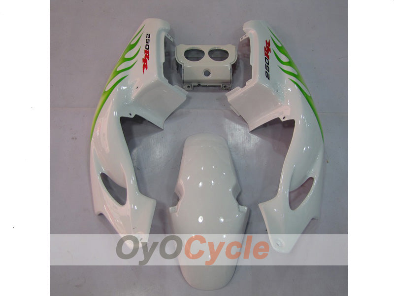 Verkleidungssatz für Einspritzmodelle, 90-94 CBR250RR - Grün, Weiß - Flame #OYO87902947