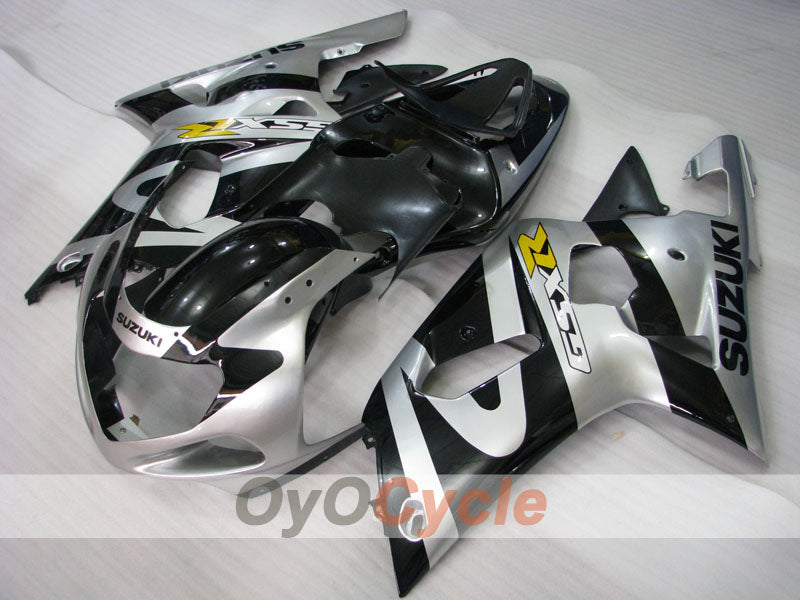 Verkleidungssatz für Einspritzmodelle 01-03 GSX R600 - Schwarz, Silber - Werksdesign #OYO87901128