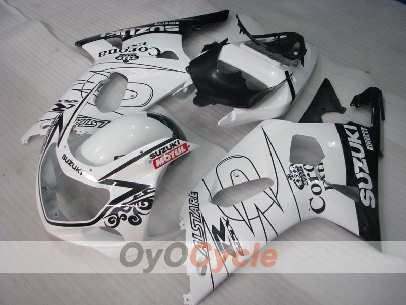 Verkleidungssatz für Einspritzmodelle 00-03 GSX R750 - Weiß, Schwarz - Corona #OYO87901023 Hauptbild