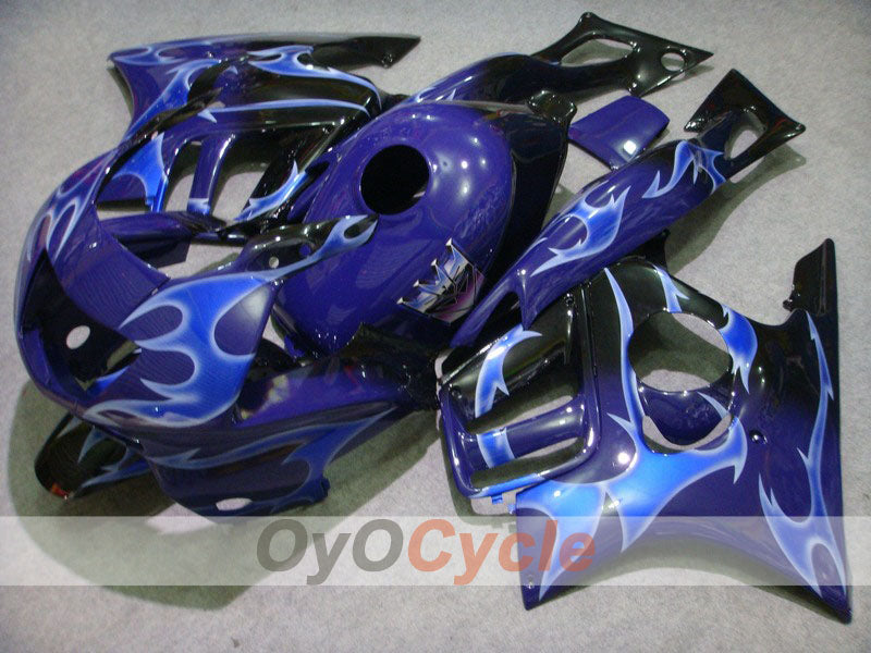Verkleidungssatz für Einspritzung für CBR600F3 97-98 - Blau, Schwarz - Flamme #OYO87900067