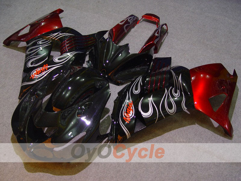 Einspritzverkleidungssatz für NINJA ZX-14R 06-11 - Weiß, Schwarz - Flamme #OYO87902006
