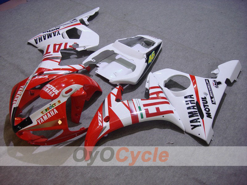 Einspritz-Verkleidungssatz für 05 YZF-R6 - Rot, Weiß - FIAT, MOTUL #OYO87902646