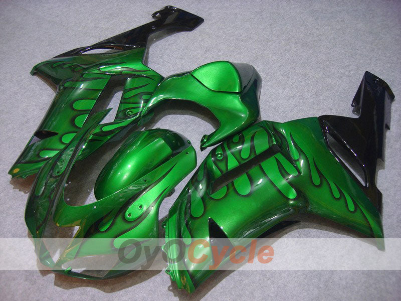 Spritzguss-Verkleidungssatz für 07-08 NINJA ZX-6R - Grün, Schwarz - Flame #OYO87901935 Hauptbild