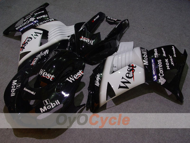 Spritzguss-Verkleidungssatz für 06-11 NINJA ZX-14R - Weiß, Schwarz - West #OYO87902026 Hauptbild
