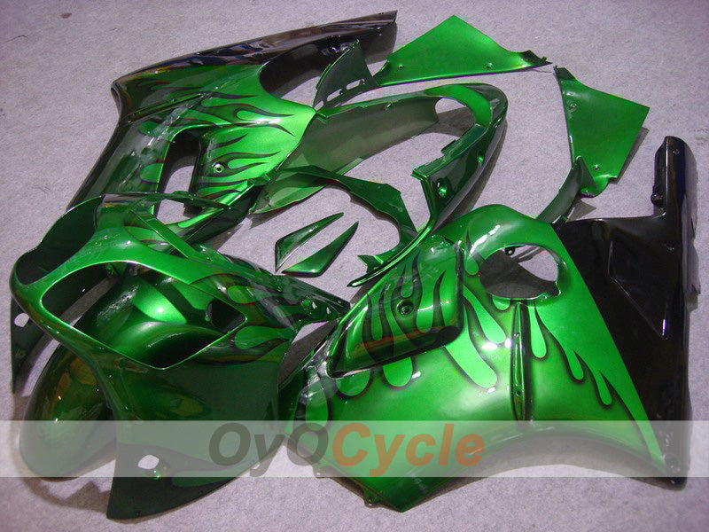 Verkleidungssatz für Einspritzmodelle 00-01 NINJA ZX-12R - Grün, Schwarz - Flamme #OYO87903070