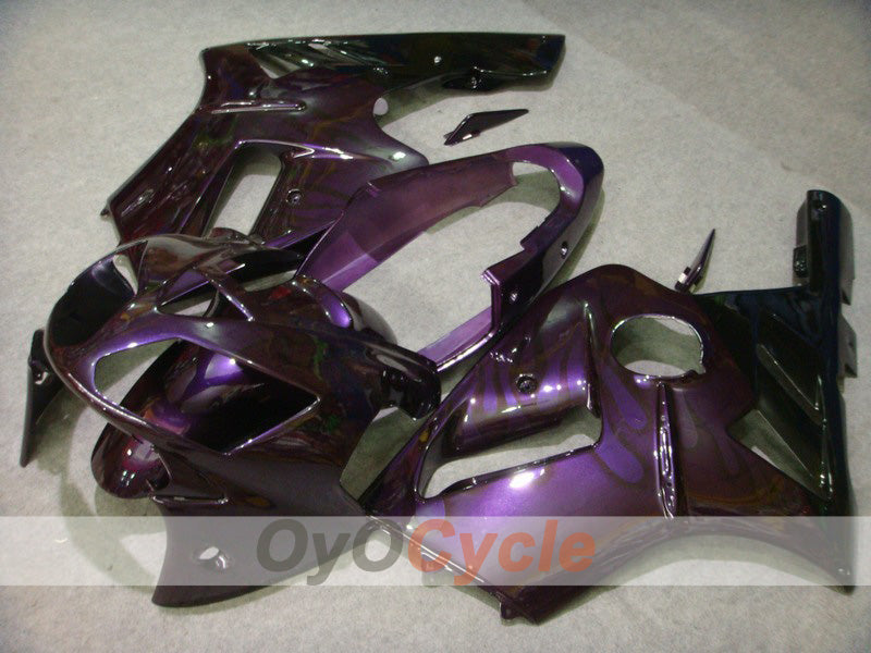 Spritzguss-Verkleidungssatz für NINJA ZX-12R, 02-05 - Lila, Schwarz - Flammen #OYO87903095