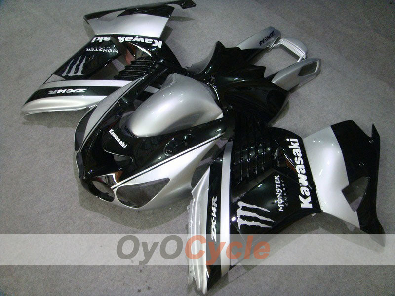 Spritzguss-Verkleidungssatz für 06-11 NINJA ZX-14R - Schwarz, Silber - Monster #OYO87902019 Hauptbild