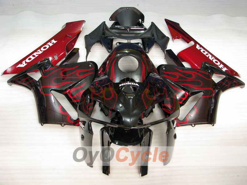 Verkleidungssatz für Einspritzer für CBR600RR 05-06 - Rot, Schwarz - Flammenmuster #OYO87900243 Hauptbild