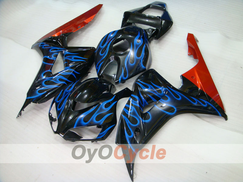 Verkleidungssatz für Einspritzanlage für die CBR1000RR 06-07 - Blau, Schwarz - Flamme #OYO87900602