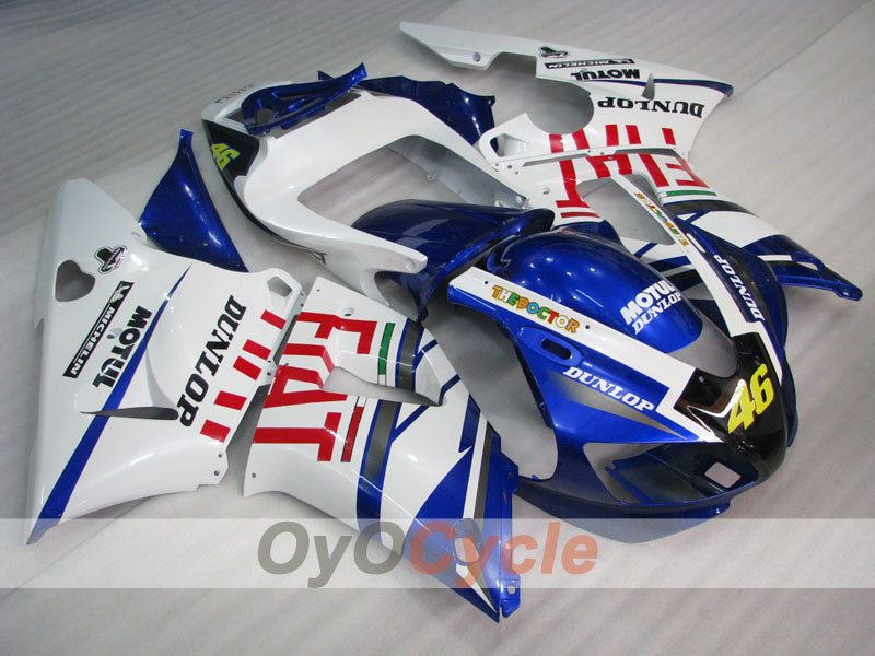 Verkleidungssatz für Einspritzmodell der YZF-R1, Baujahr 98-99 - Blau, Weiß - DUNLOP, FIAT, MOTUL #OYO87900736 Hauptbild
