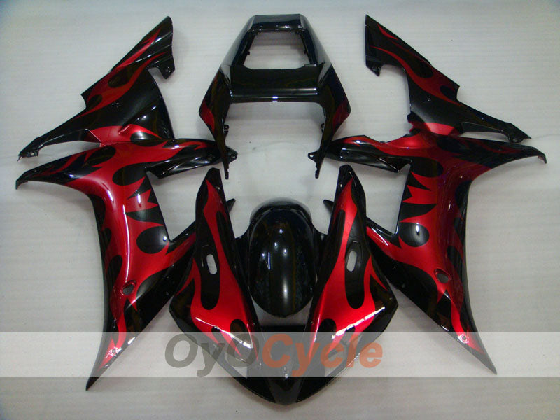 Verkleidungssatz für Einspritzermodelle der YZF-R1, Baujahr 02-03 - Rot, Schwarz - Flame #OYO87900794 Zweitbild