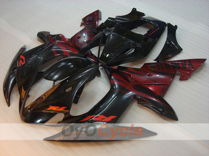 Verkleidungssatz für Einspritzermodelle der YZF-R1, Baujahr 02-03 - Rot, Schwarz - Flame #OYO87900795 Zweitbild