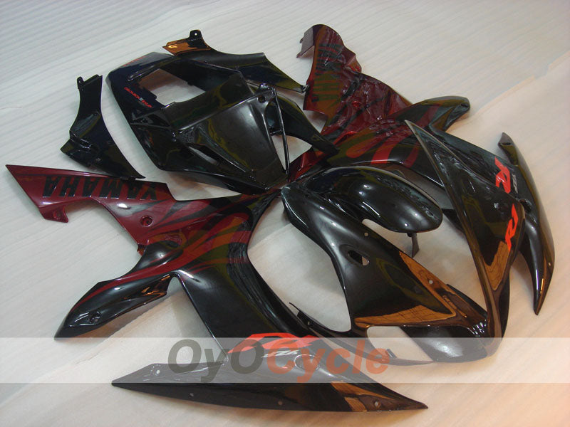 Verkleidungssatz für Einspritzermodelle der YZF-R1, Baujahr 02-03 - Rot, Schwarz - Flame #OYO87900795 Hauptbild