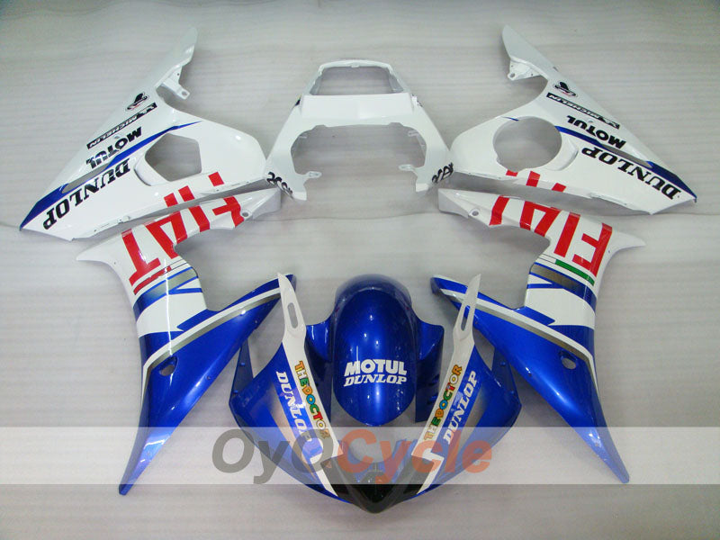 Einspritz-Verkleidungssatz für 05 YZF-R6 - Blau, Weiß - DUNLOP, FIAT, MOTUL #OYO87902647